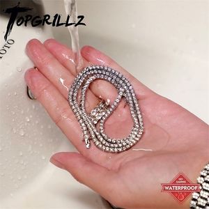 Pendant Necklaces TOPGRILLZ 345MM Classic Tennis Chain Waterproof Copper Iced Out Micro Pave Cubic Zirconia Hip Hop Fashion Jewelry Women Gift 221109