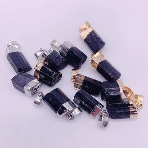 Мода Gold Natural Black Tourmaline Stone Charms Healing Reiki нерегулярная сырая энергия чакра опто