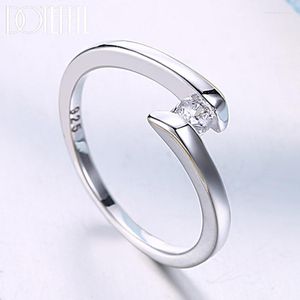 Klusterringar 925 Sterling Silver Simple Zircon Ring for Woman Fashion Wedding Engagement Party Gift Charm smycken