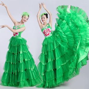 Stage Wear 2022 Adult Female Modern Chorus Performance Dress Opening Dance Long Robe Big Swing Skirt Spanish Bullfight Dresses DL6129