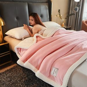 Cobertores outono inverno quente com peso pesado Anti-pilizo calor para a cama Soft confortável Modern Coral Fleece Fabric Quilt 221109