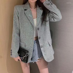 Женские костюмы модная бренд Y2K Vintage for Women Jackets Женщины Святыки сплайсинга стоит формальная женская уличная одежда Blazers Tops