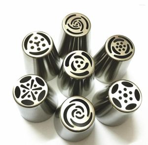Baking Tools Dropshiping 7PCS Stainless Steel Russian Tulip Icing Piping Nozzles Pastry Decorating Tips Cake Cupcake Decorator Rose
