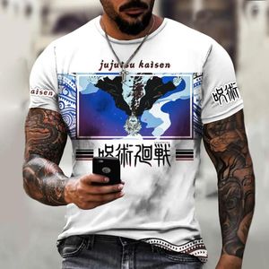 Camisetas masculinas camiseta sexy de design 3d anime jujutsu kaisen impressão harajuku manga curta de fitness street hip hop individualização