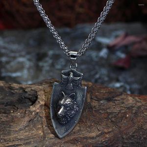 Ketten Nordisches Geschenk Wikinger Halskette für Männer Wolf Schild Odin Edelstahlschmuck