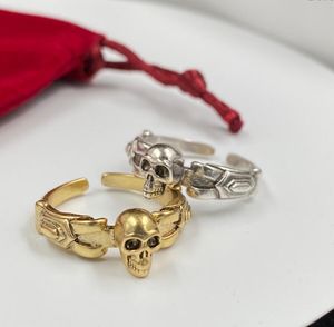 Anelli a fascia con scheletro punk gotico Coppia Bague Designer vintage Oro argento Teschio Anello hip-hop regolabile Gioielli per uomo Donna Regalo di anniversario per la festa