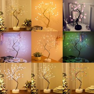 Strings Navidad Tree LED Fairy Night Lights Artificial Flower Branch Lamp Christams Dekorationer för hembröllopsår Holiday Decor
