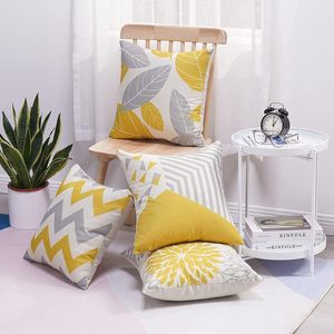 Pillow Nordic Yellow Geometric Linen Pillowcase 40 Living Room Sofa Decoration Cover 60 Home 50