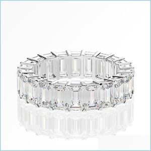 Band Rings Jewelry Row Cubic Zirconia Baguette Emerald Cut Diamond Engagement Wedding Ring Drop Delivery Dhtyn