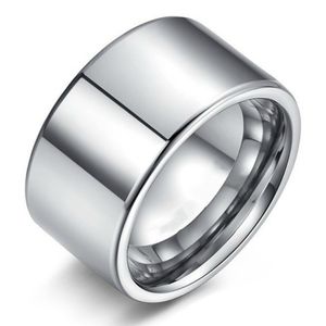Anello per faccia in acciaio in titanio semplice di larghezza semplice per uomini a colori super ampi d'argento sugli anelli di dito maschili da uomo gioielli da sposa