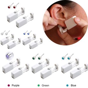 2Pcs Disposable Safe Sterile Ear Piercing Unit Cartilage Tragus Helix Piercing Gun Piercer Tool Machine Kit with Studs