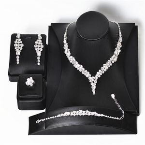 Bröllopsmycken sätter höga halsband och örhängen armband ringar stång set tillbehör coruixi hn3309 221109