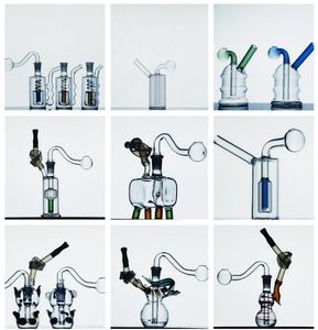 Neue quadratische HOOKAH-Glasölbrenner-Bong-Wasserpfeifen mit Recycler-Mini-Dab-Rig-Handbongs mit 10-mm-Ölbrennerrohr und Schlauch