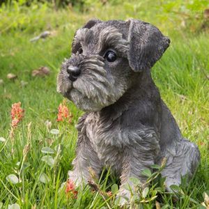 座っているシュナウザー子犬像樹脂芝生の彫刻スーパーかわいい庭の装飾彫像の彫刻彫刻の庭の装飾