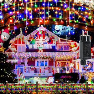 Saiten 10M 400 LED anschließbar Weihnachten Eiszapfen Licht Outdoor Garten Hintergrund Fee String Fenster Vorhang für Urlaub Party