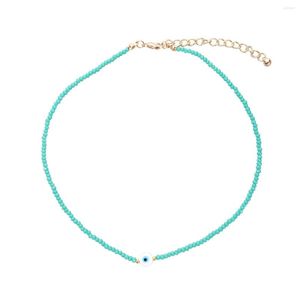 Choker Lady Handgjorda akrylp￤rlor med ￶gonhalsband f￶r kvinnor Enkel p￤rlor med smycken Bohemiska tillbeh￶r