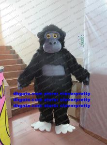 Traje de mascote de peles preto de pele longa gorilla chimpanzee macabo simiano babuíno papio gelada adulta street shopping turista zx842