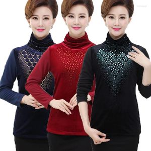 Kadınlar Blouses Sonbahar ve Kış Orta Çağ Anne Kadınlar Moda Altın Kadife Elmaslar Blusa Gömlek Tops 5xl artı sıcak bluz