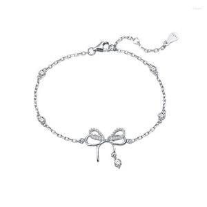 Pulseiras de link cor de prata esterlina para mulheres charme de arco doce jóias de moda orignal com carimbo