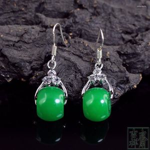 dangle earrings jade for women for women realギフトジュエリー925シルバーチャイニーズデザイナーチャームアミュレットタリスマンジェムストーンナチュラル