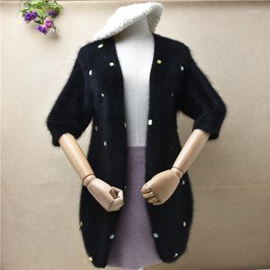 Malhas femininas mulheres mulheres moda moda misando pluguel de inverno Mink Cashmere Split Cardigans Slim Cardigans Angora Jaquete de cabelo Pull suéter