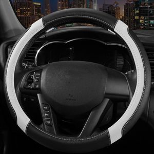 Steering Wheel Covers Car Anti-Slip Leather Cover Universal Protective Fashion Style 38cm White 003