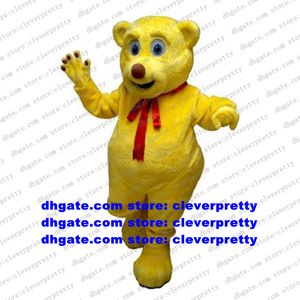 Long Fur Yellow Teddy Bear Mascot Costume Vuxen Tecknad karakt￤rutrustning Dr￤kt ￖppning och st￤ngning av produktlansering ZX2111