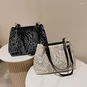 Torby wieczorowe CGCBAG Modna druk dla kobiet Tote Bag Vintage w stylu koreańskim Wysokiej jakości ramię prosta torebka skórzana PU