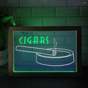 Party Decoration Cigars Bar Pub Club Cigarette Shop LED Neon Sign Po Frame Creative Table Lamp Bedroom Desk Wood 3D Night Light