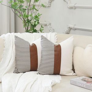 Kudde Fashion Cotton Linen Cover 45x45cm 30x50cm M￶nster Design Patchwork SOFA Dekorativt fodral