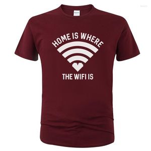 Męskie koszule 2022 T-shirt dom to miejsce, w którym koszulka wifi mężczyzna kobiety letnie bawełniane tee tee tops unisex ubrania
