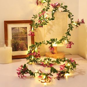 Strings 10/20 Leds Flower String Light Garland Leaves Fairy Wedding Party Decor USB/Battery Operated Christmas Vine