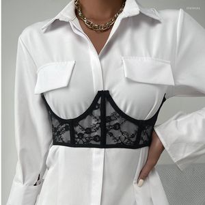 Belts Women Sexy Stitching Girdle Lace Perspective Steel Ring Wrapped Breast Fish Bone Slim Waist European Style Vest
