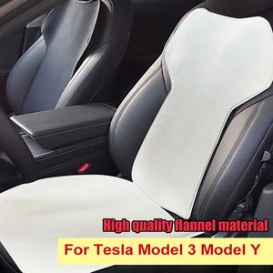 Capas de assento de carro Capa da capa do assento de carro Flanela anti-Dirty Anti-Kick Branco Acessórios Interiores de Almofada para Tesla Modelo 3 Modelo Y 2017-21 2022 T221110