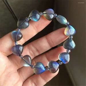 Link Bracelets 13mm Natural Labradorite Beads Bracelet Heart Jewelry For Women Lady Men Healing Luck Love Gift Crytsal Gemstone Strands