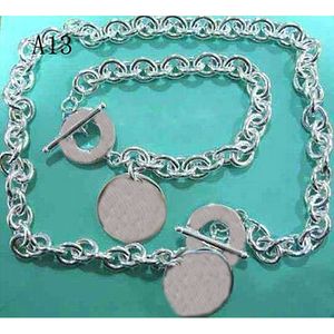 BIG LOVE Heart Necklace Bracelet Sets Silver OT Buckle designer mens womens jewelry Birthday Christmas Gift Wedding Statement Pendant Bangle with box