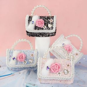 Children's mini Pearl handbag Korean version cute plush bags girls single shoulder crossbody bag