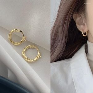 Hoop Earrings Twist Woven Lines Wave Huggie Glitter Silver Color For Women Fashion Luxury Trendy Jewelry Gift