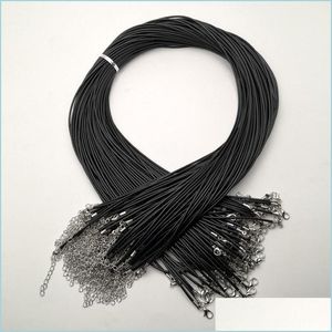 Цепи Черные 2 мм восковые веревочные веревки лобстера застежка Колье ожерелье из шнурки для ювелирных шнуров