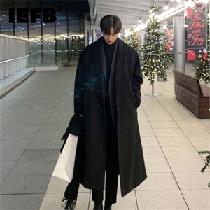 Мужское полушерстяное пальто IEFB в Корейском стиле, свободное повседневное однобортное пальто, осенне-зимнее модное шерстяное пальто с длинным рукавом 9D1665 221110