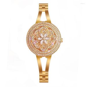 Wristwatches Top Brand Ladies Flower Pocket Fob Watch Luxury Women Female Crystal Dress Wrist Fashion Diamond Quartz Watches