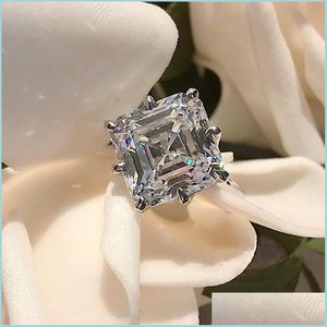 Band Rings Hollow Flower Cut ct Lab Diamond Ring Sterling Sier Engagement Wedding Rings for Women Drop Delivery Jewelry Dhozh
