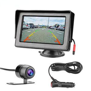 Monitor de carro LCD de 4,3 polegadas Visor de estacionamento de câmera reversa Sistema de estacionamento Uso com linhas de guia Copo de sucção de isqueiro de cigarro