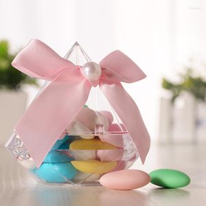 Present Wrap Cone Pyramid Shape Plastic Clear Candy Box Transparenta lådor för förpackning bröllop gynnar baby shower festtillbehör