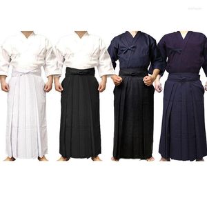 Spor salonu kıyafetleri 155-195cm yüksek kaliteli unisex Japon Kendo üniformaları Dobok Iaido Aikido Hapkido Hakama Takım elbise kıyafetleri