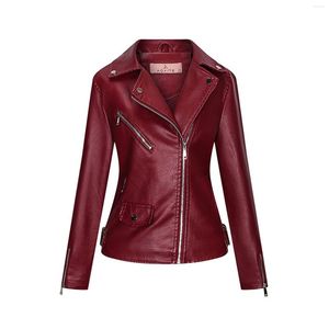 Damen Daunenjacke Damen Faux Lederjacke Mäntel Damen Revers Motor Jacken Mantel Langarm Reißverschlusstasche Punk Cropped Cot Oberbekleidung 2023