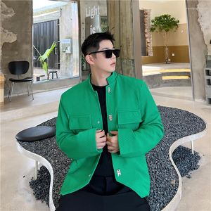 Men's Jackets Youth Man Clothes Men's Jacket Stand Collar Metal Buckle Designer Loose Casual Coats Model Trend Personality Korean Style