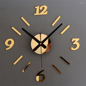 Orologi da parete Orologio in vetro autoadesivo fai da te 3D numeri moderni adesivo impermeabile soggiorno ufficio decorazione della casa