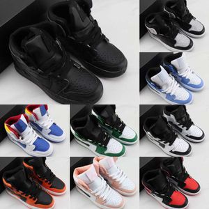 Kids Toddler Jumpman 1 1s Mid Basketball Shoes Infants Pre School Youth Tennis Banned Hyper Royal High Dark Mocha University Blue Red TWIST Trainers Sizes 9C-5Y 26-37