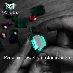 Pierścień Solitaire Kuololit Dostosuj OEC Ruby Emerald Sapphire Solidny Złoty Pierścień i kolczyki Pierścienie zaręczynowe biżuterii dla kobiet